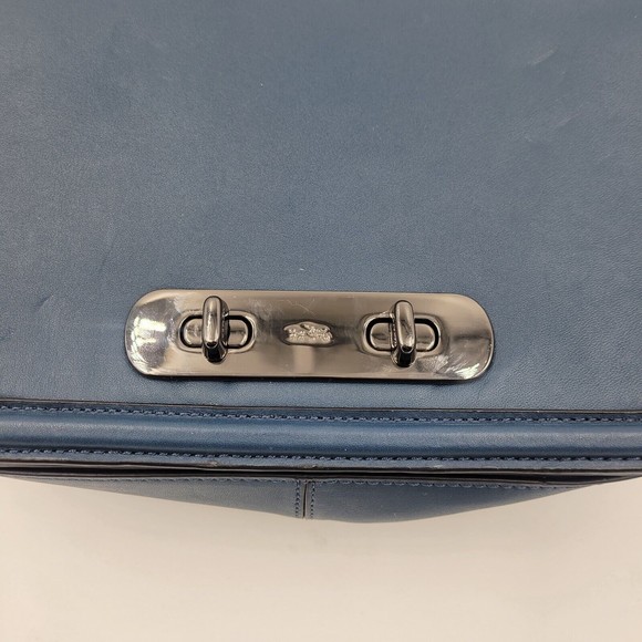 Coach Swagger Large Glove Leather Shoulder Bag DK/ Blue 54640 Chain Strap - Picture 4 of 12